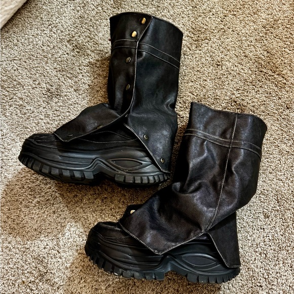 Bershka Shoes - Bershka Leather Platform Boots w/ removable Gaitors